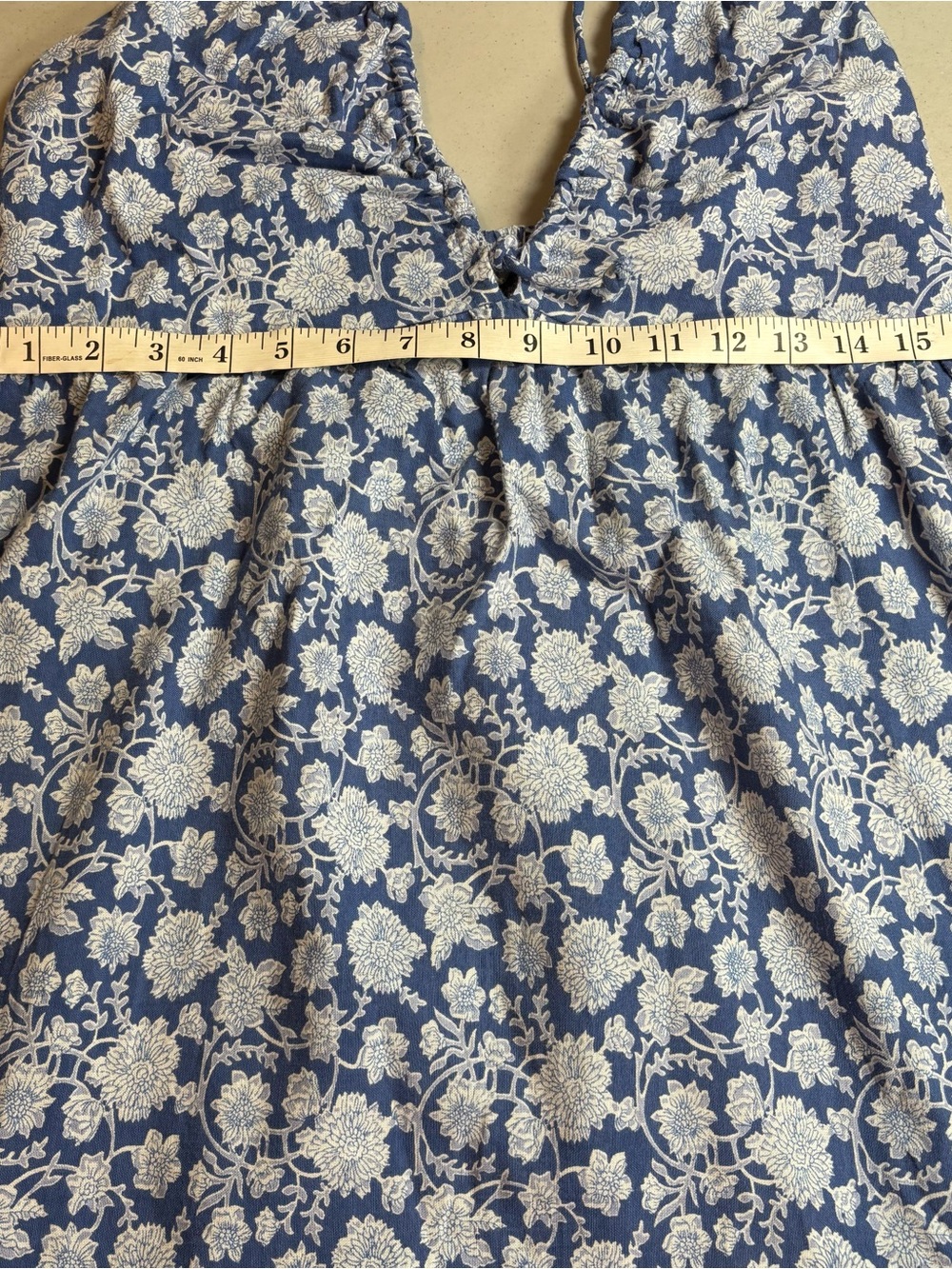 Sim & Sam Maxi Dress XL Blue White Floral Sundress V-Neck Strappy Coastal Boho - Picture 10 of 12